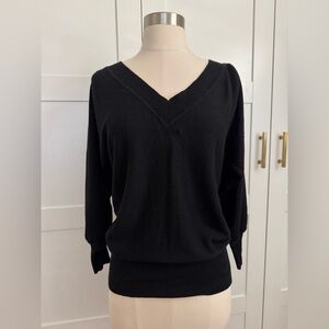 KNITWIT cashmere silk long line soft black v neck button back cardigan sweater